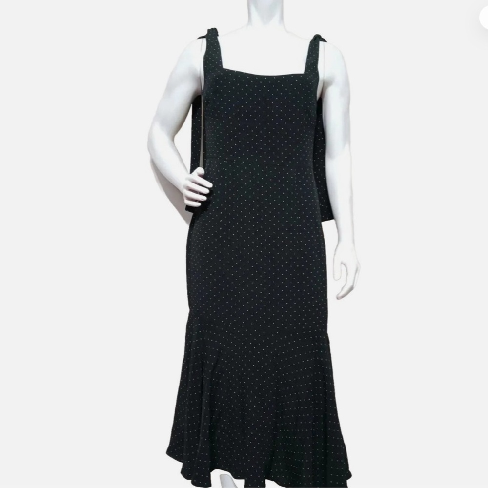 Alexis Elegant Black Dress with Subtle White Dots